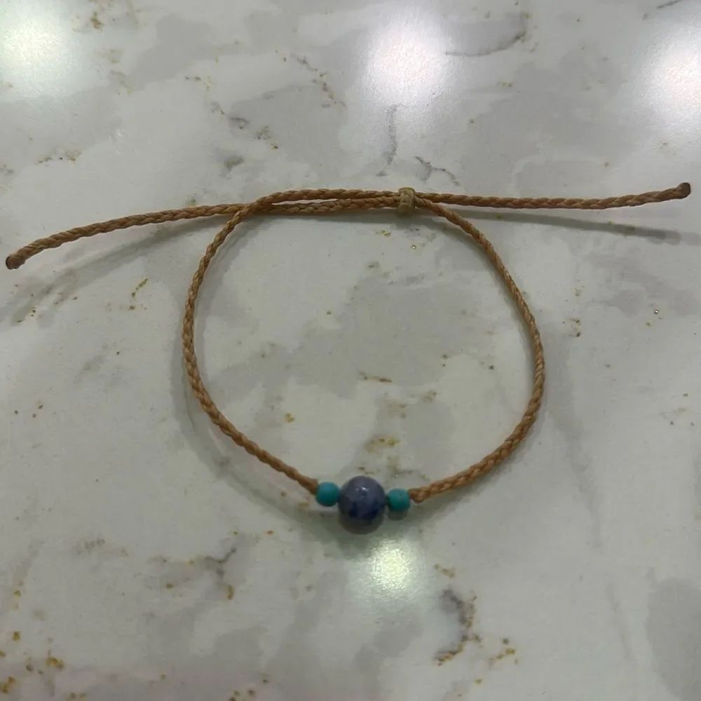 Braided Bracelet with Blue Beads